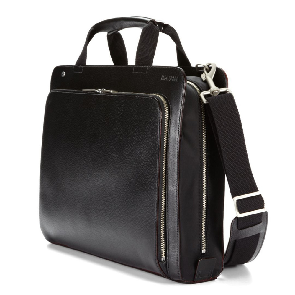 Jack Spade Split Briefcase Boarskin Leather Black
